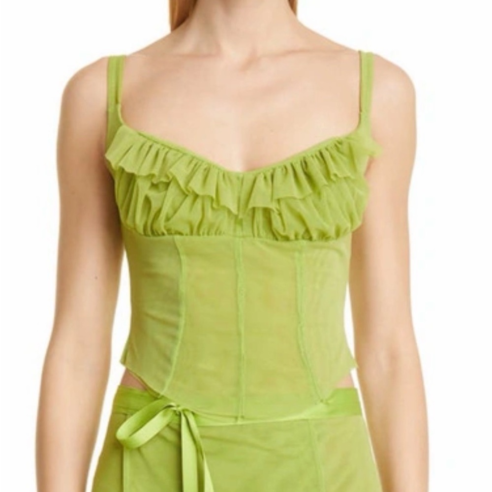 Kathryn Bowen Lime Green Ruffle Tank